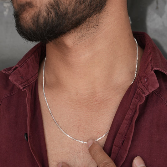 Mini Block Link Silver Chain Boys