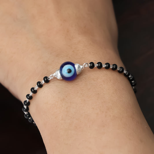 Silver Evil Eye Charm Bracelet