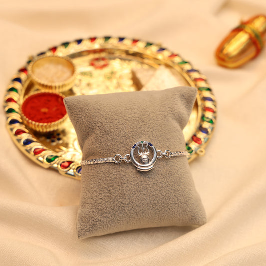 Trishul Silver Rakhi Bracelet