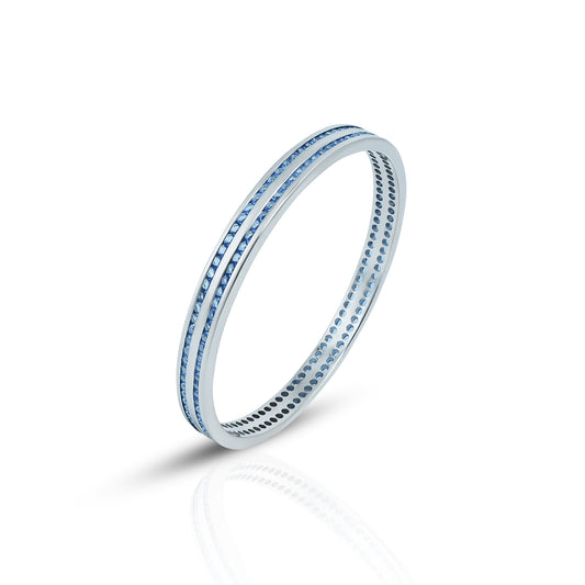 Girls' silver bangles with multiple blue stones