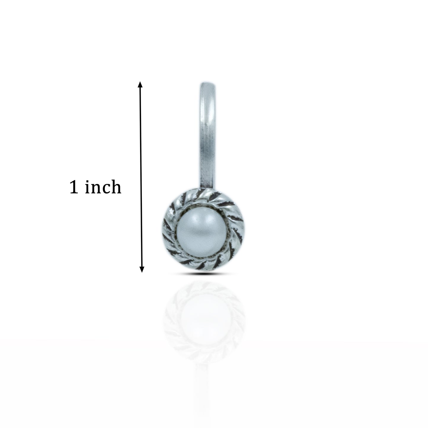 Elegant Silver Nose Ring with White Pearl Stone