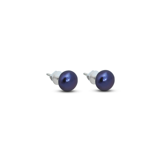 Sterling silver earrings featuring stunning royal blue pearls