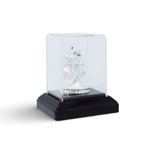 Handcrafted silver statue of Radha Krishna, symbolizing divine love and harmony for gifting or home decor