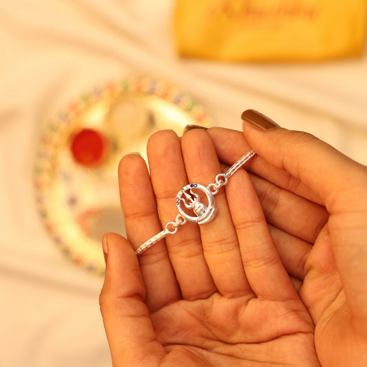Trishul Silver Rakhi Bracelet
