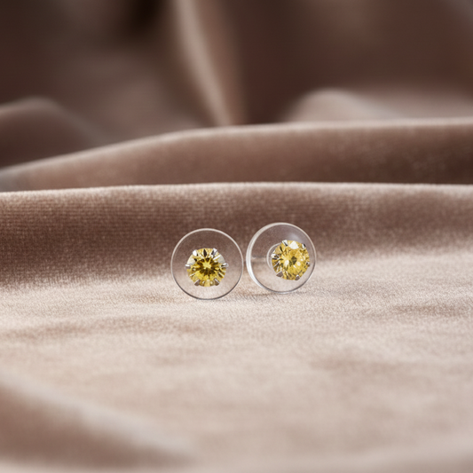 (2 Pcs Combo) Color Your Spark Round Stones Unisex Silver Earrings in Vibrant lung