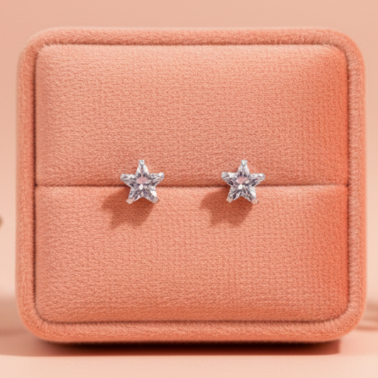 (2 Pcs Combo) Color Your Spark Star Stones Unisex Silver Earrings in Vibrant lung