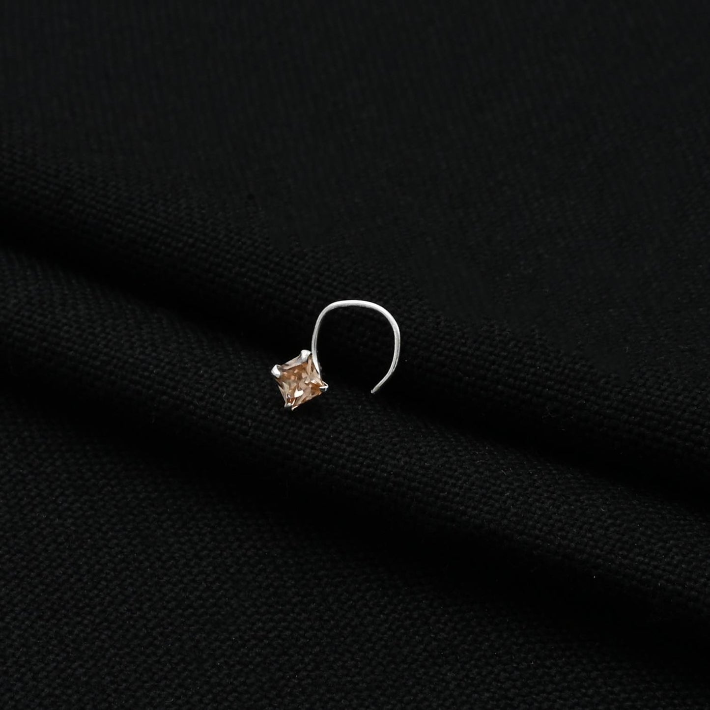 Silver Beautiful Square Peach Gem Nosepin