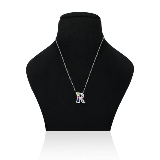 Stylish silver pendant necklace with custom 'R' engraving.