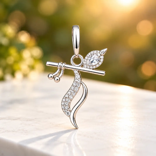 Silver Flute Pendant Intricate Modern Design