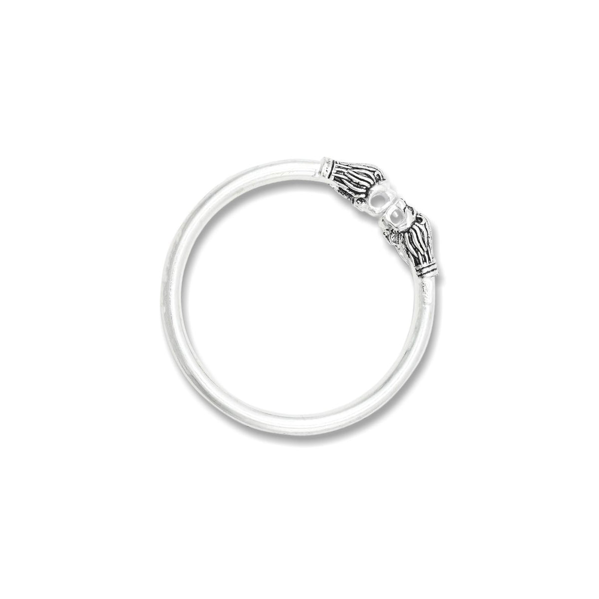 Silver boys' kada featuring a bold lion design