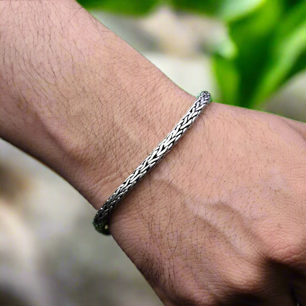Stylish Silver Chain Bracelet For Boys - Main Image