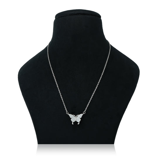 Sterling silver pendant featuring a butterfly design on a thin chain