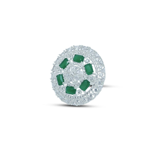 Elegant silver ring adorned with exquisite green stones