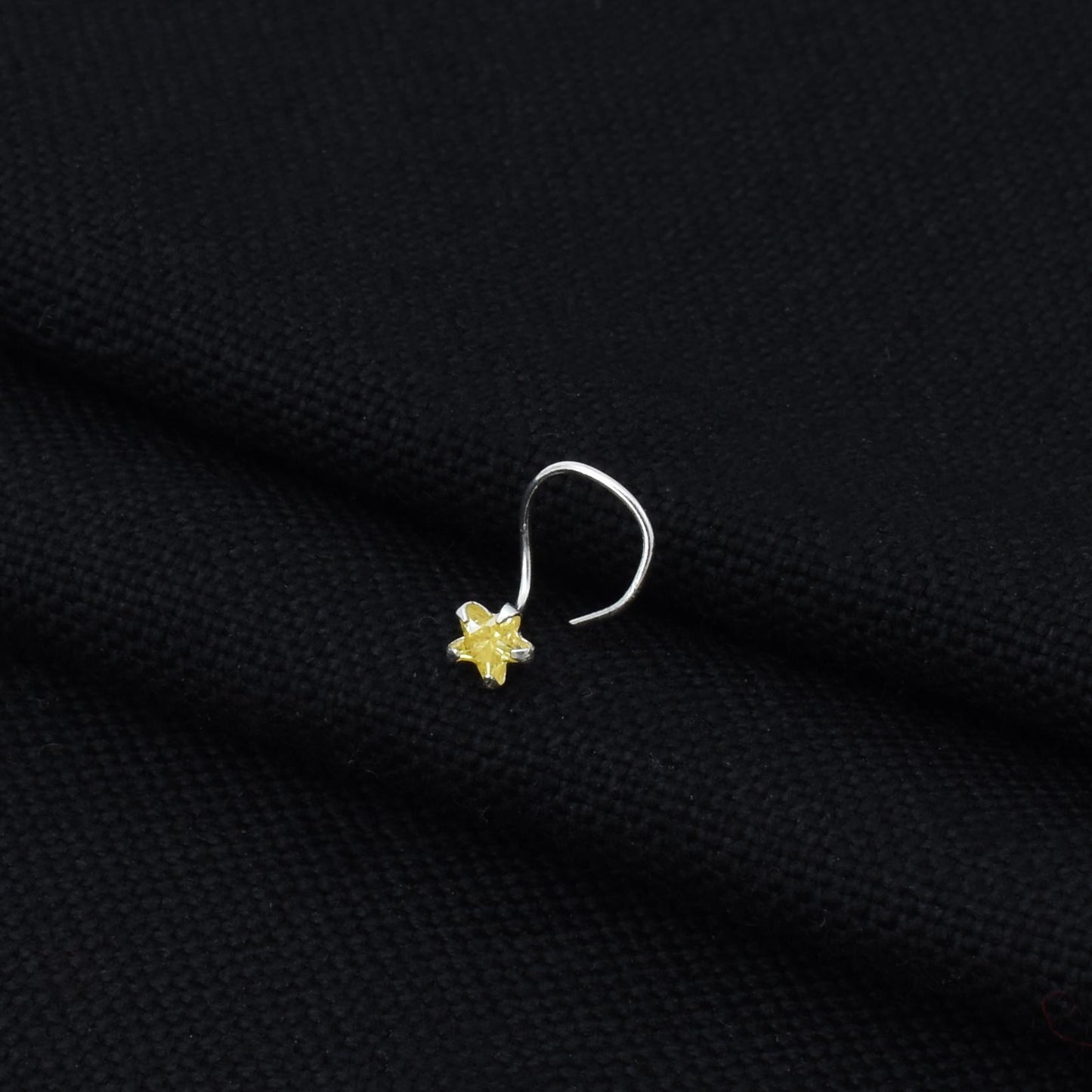 Silver Beautiful Yellow Gem Nosepin