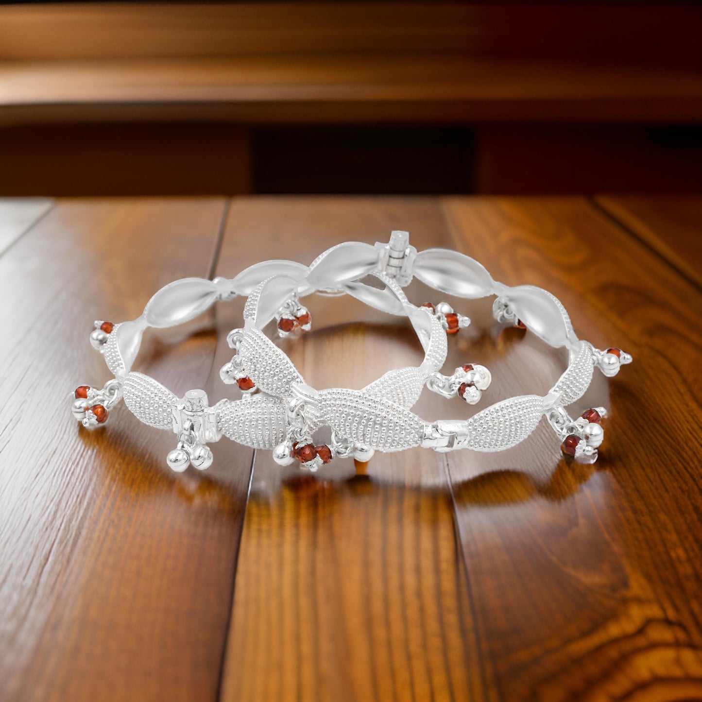 "Chic and trendy silver kada payal for a stylish fashion statement.