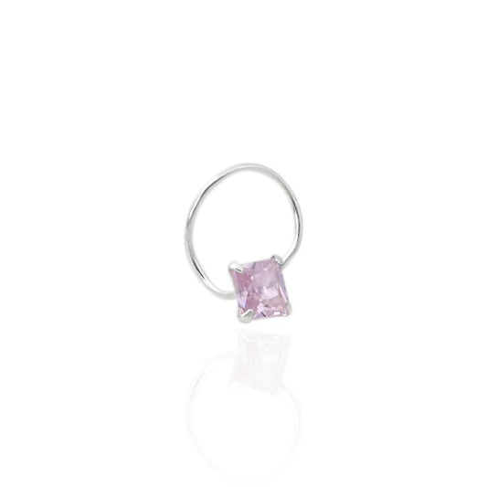 Silver Beautiful Square Purple Gem Nosepin