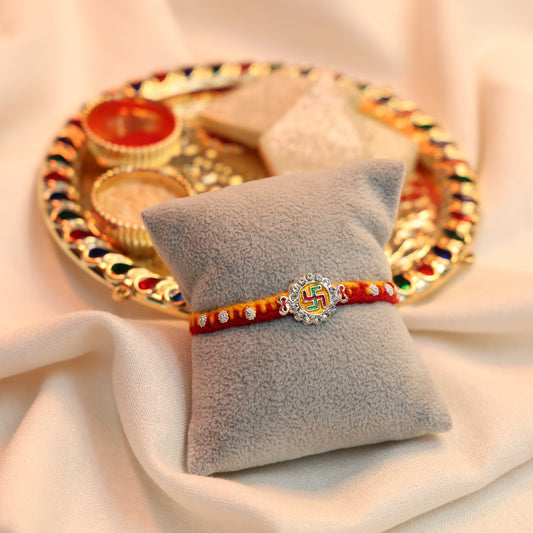 Swastik Glory Silver Rakhi