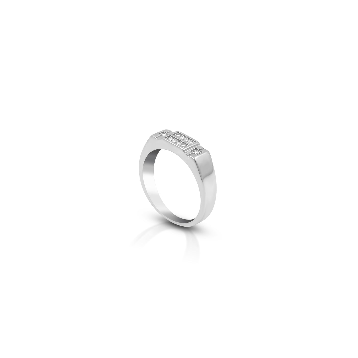 Boys' stylish silver ring with white stones