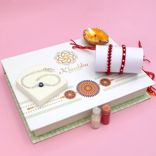 Traditional Silver Rakhi Gift Combo
