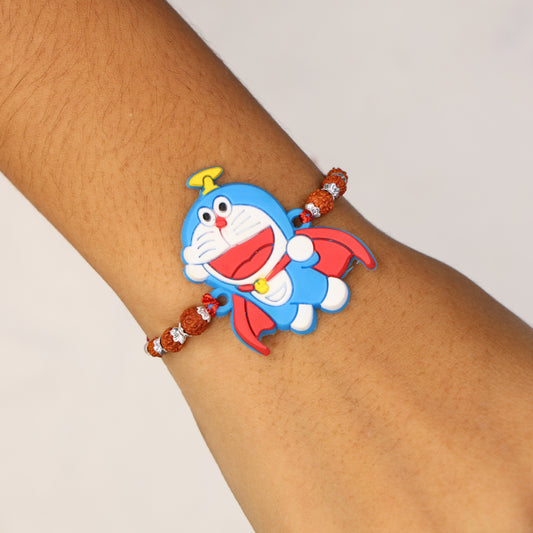Silver Rakhi with Doraemon Charm