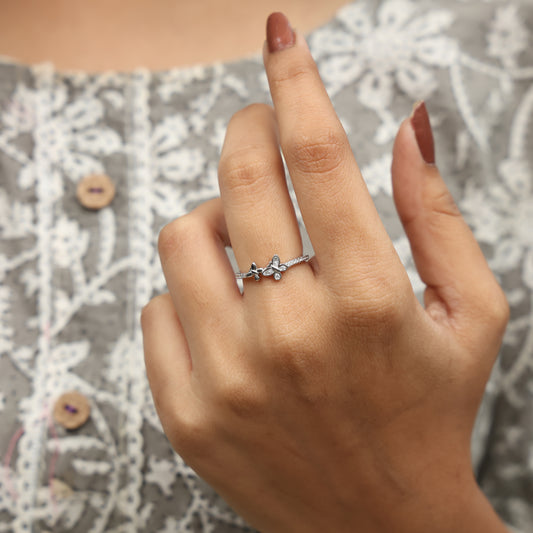 Butterfly Twin Silver Ring