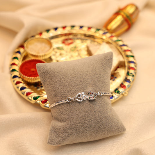 Trishul Damru Silver Bracelet Rakhi