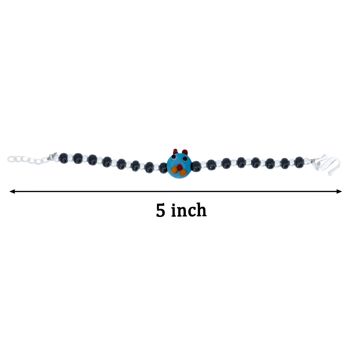 Blue Playful Silver & Black Beaded baby Bracelet