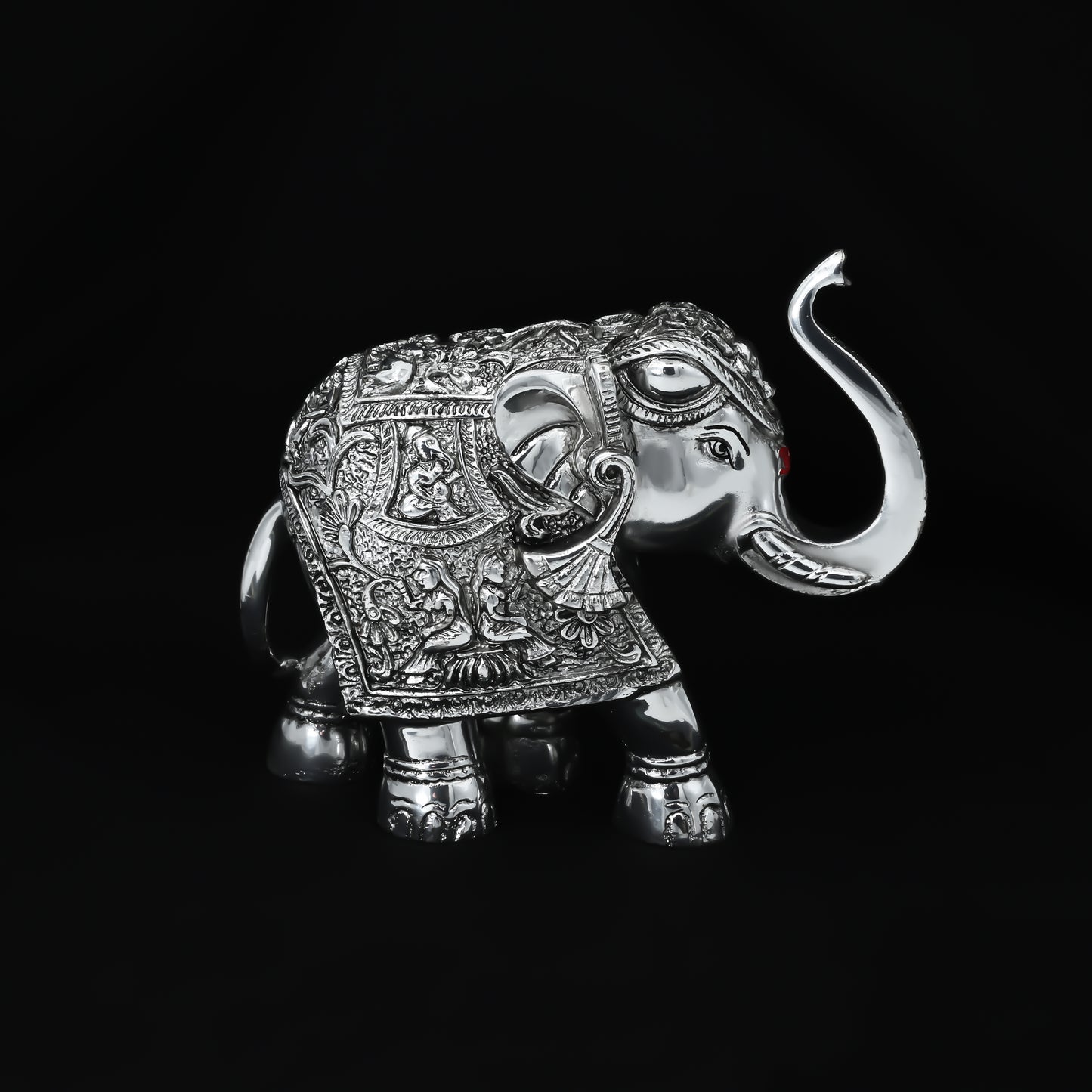 Premium oxidized silver-coated elephant Murti, ideal for enhancing your space with elegance and spiritual energy.
