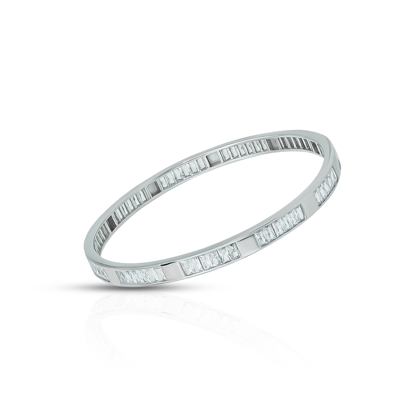 Elegant silver bangles highlighted by American diamonds, designed to enhance your style with timeless brilliance