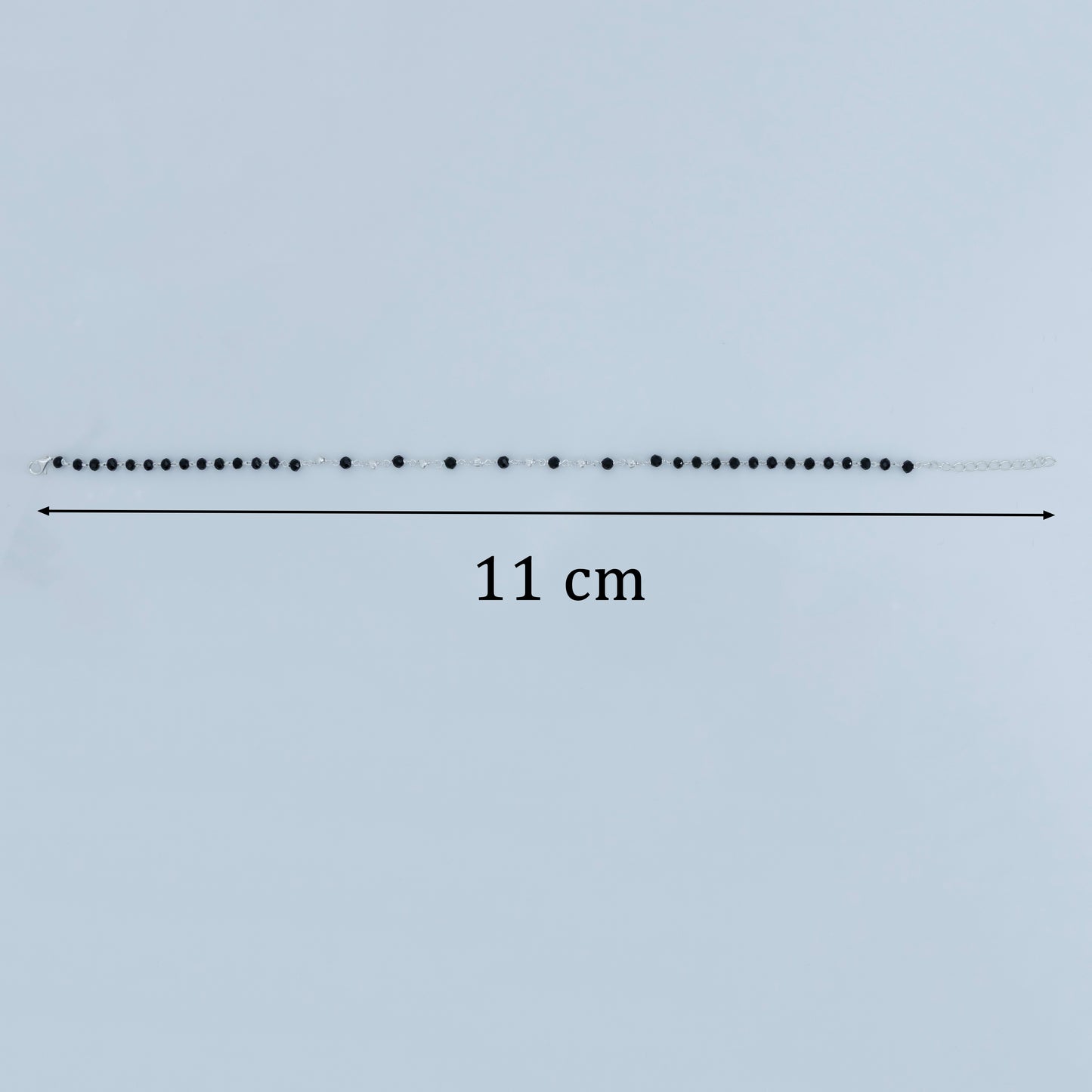 Silver Anklet with Black Beads Traditional