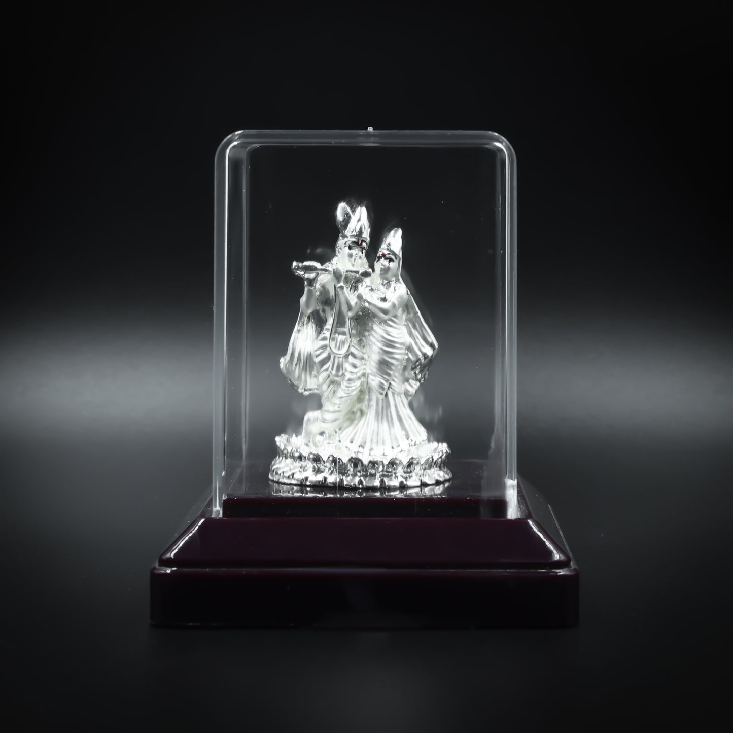 Premium silver Radha Krishna idol, ideal for invoking blessings and adding beauty to any space.