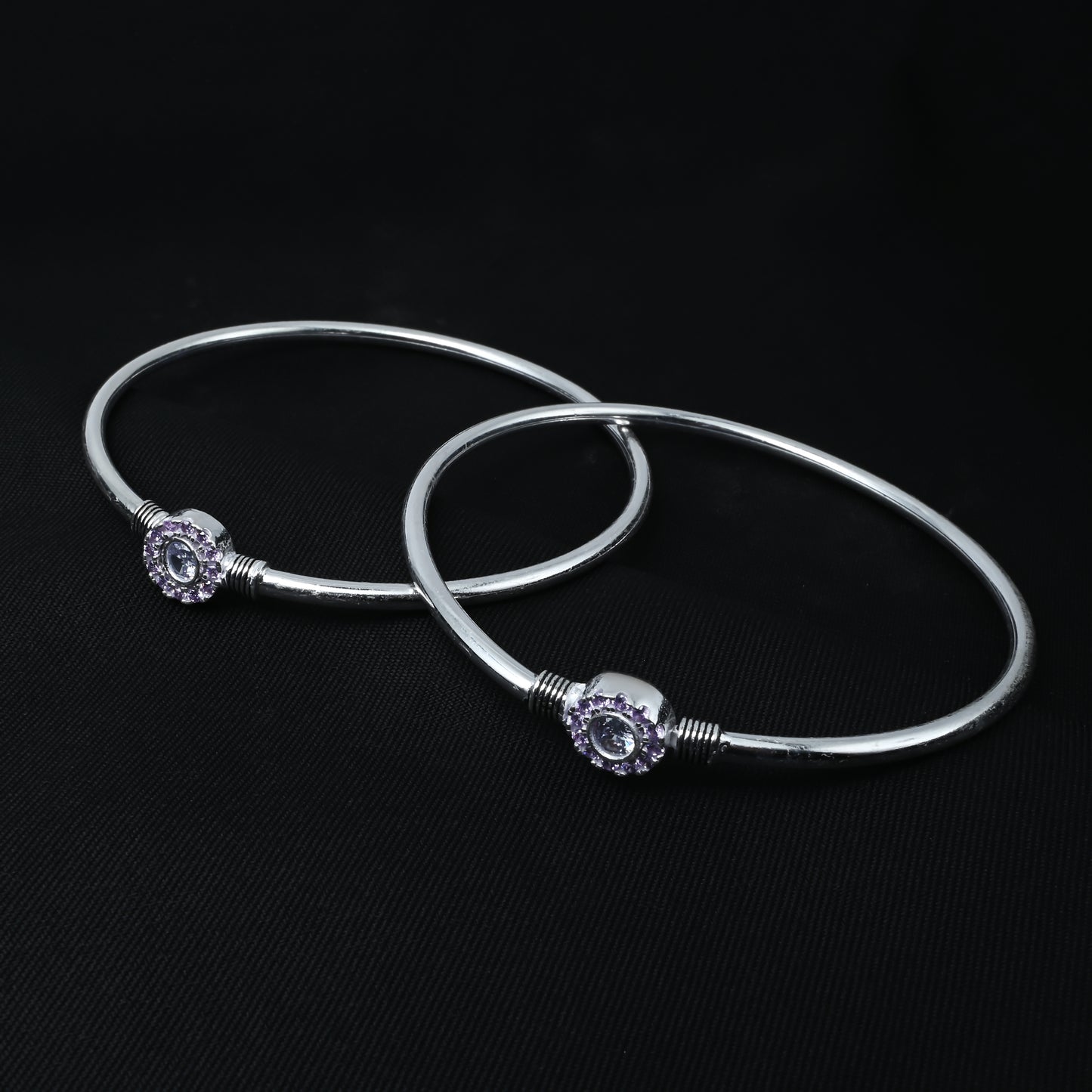 Center White Stone Silver Kada Payal