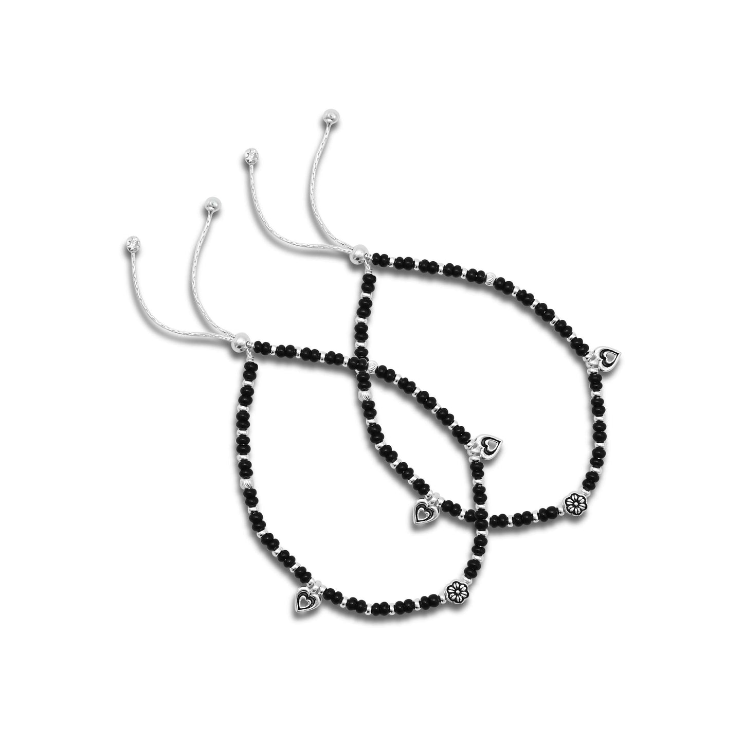 Silver Heart Shape Anklet for Girls