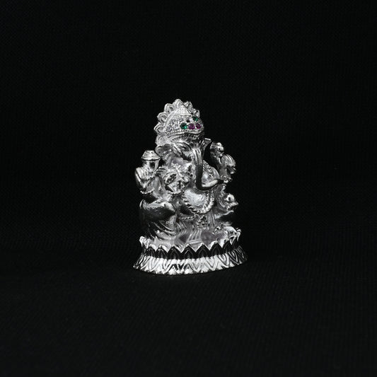 Handcrafted silver Ganesha murti, perfect for spiritual worship and home decor
