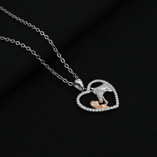 Silver 'Horse Lover' heart necklace designed for girls.