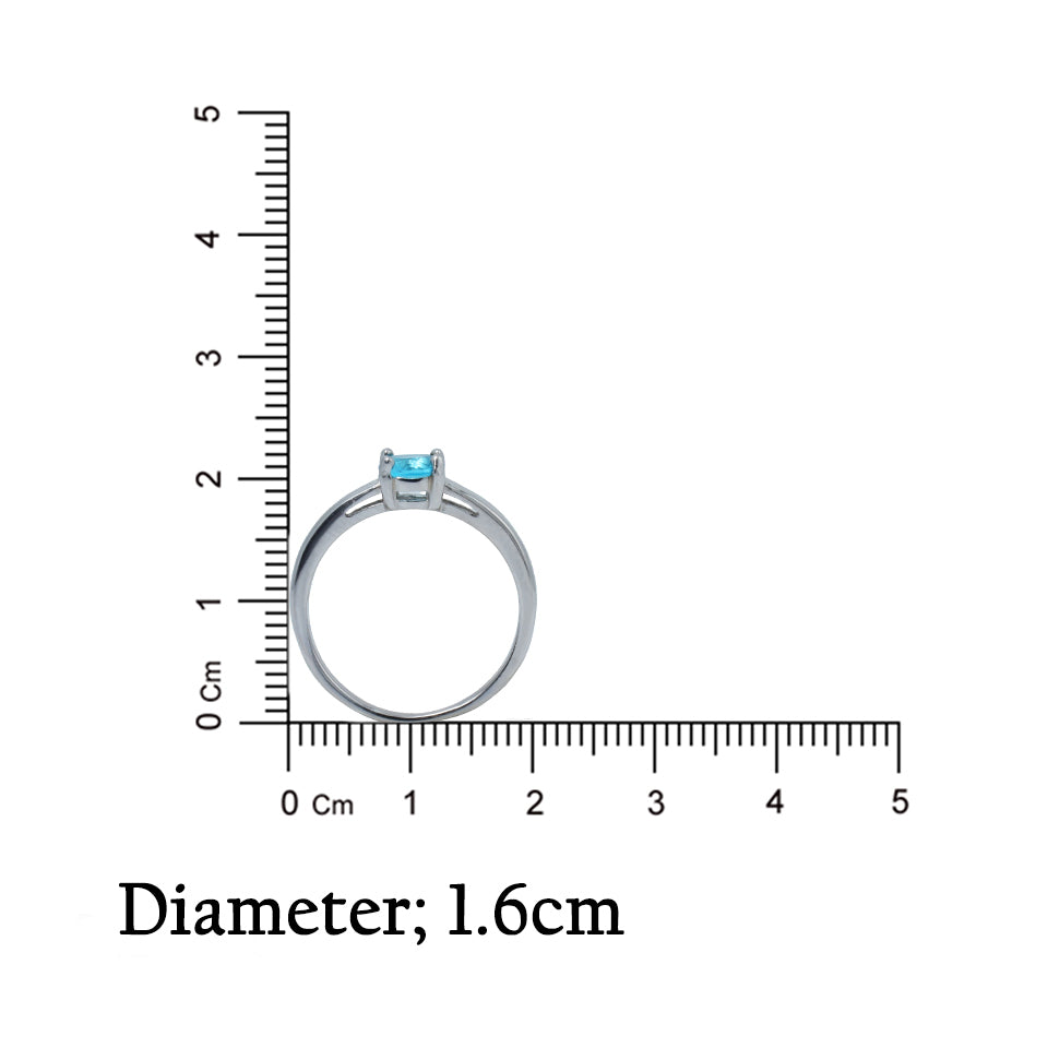 Beautiful blue topaz ring with sterling silver setting.