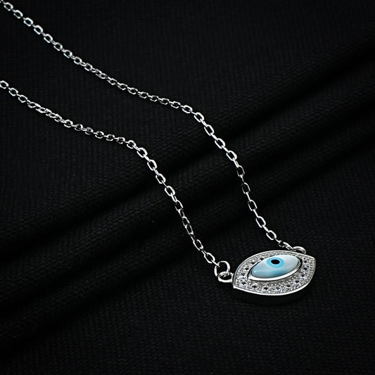 Elegant evil eye pendant on a delicate sterling silver chain