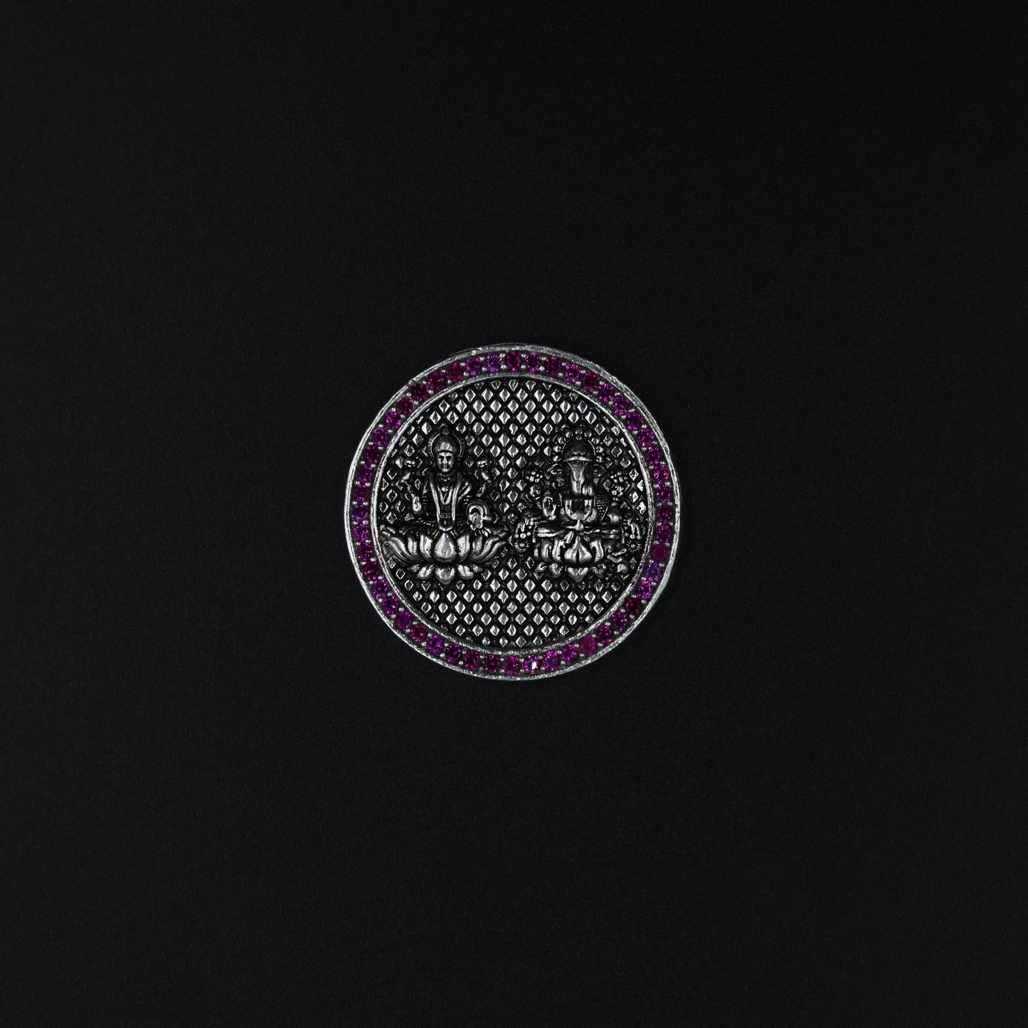 Beautiful Laxmi Ganesh silver coin, a symbol of prosperity and fortune