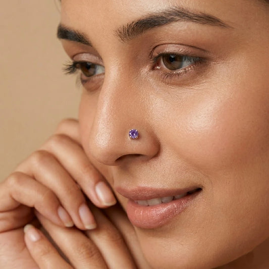 Modern Nose Pin with Octagon Gemstone Cut