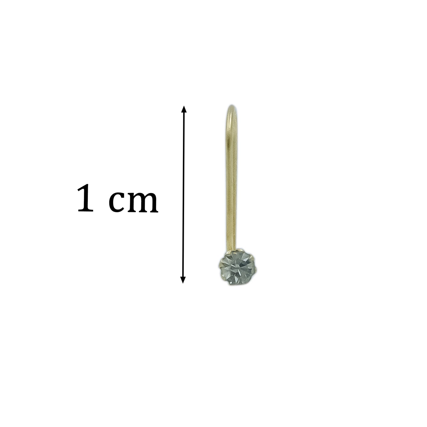 Silver Gold Polish Nose Pin with White Stone