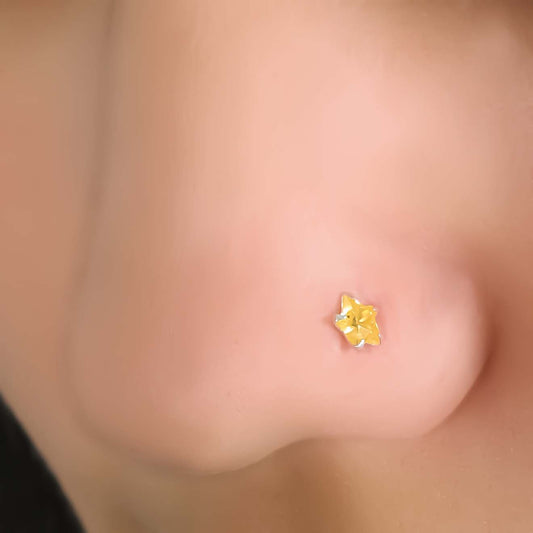 Silver Beautiful Yellow Gem Nosepin