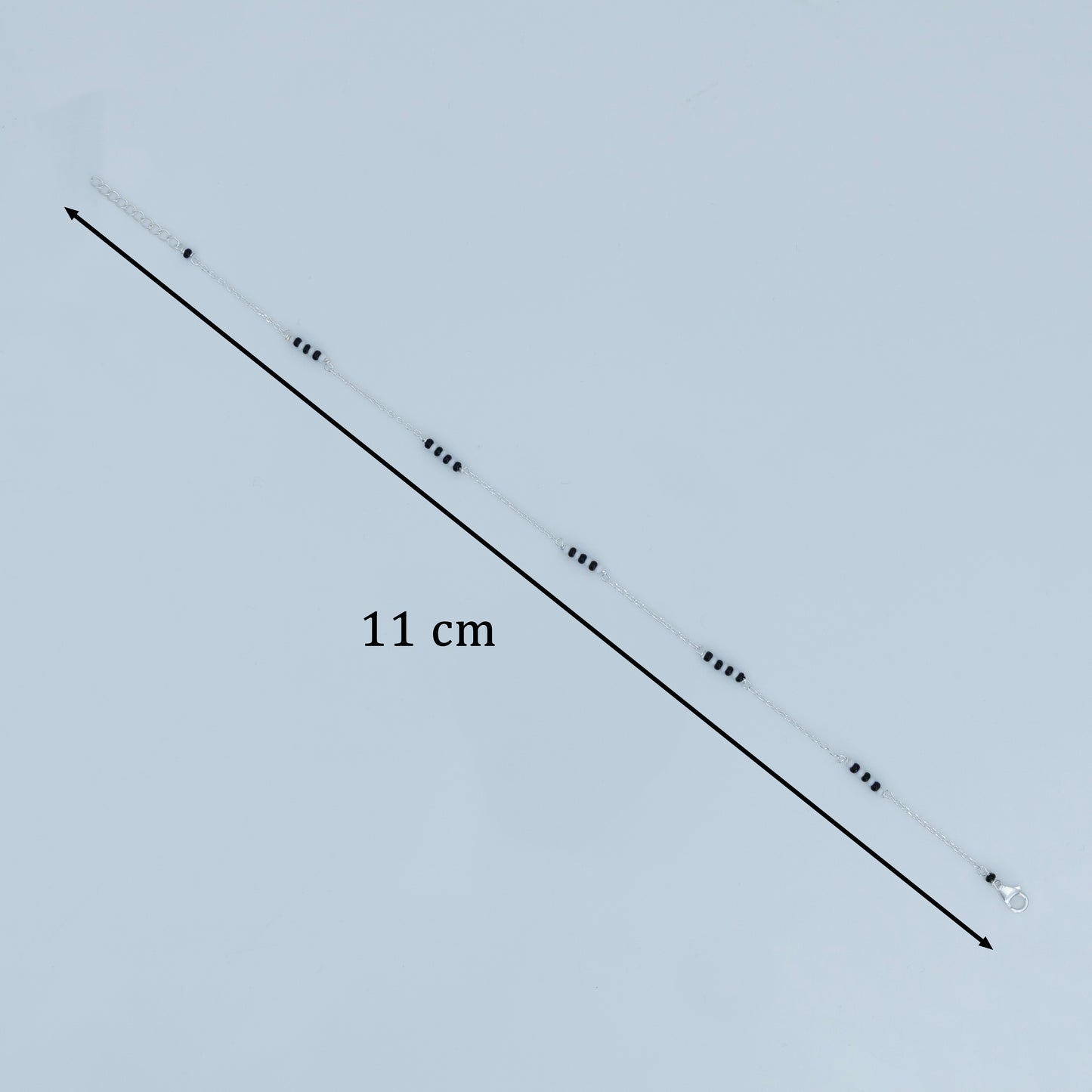 Silver Anklet with Dual Black & White Beads