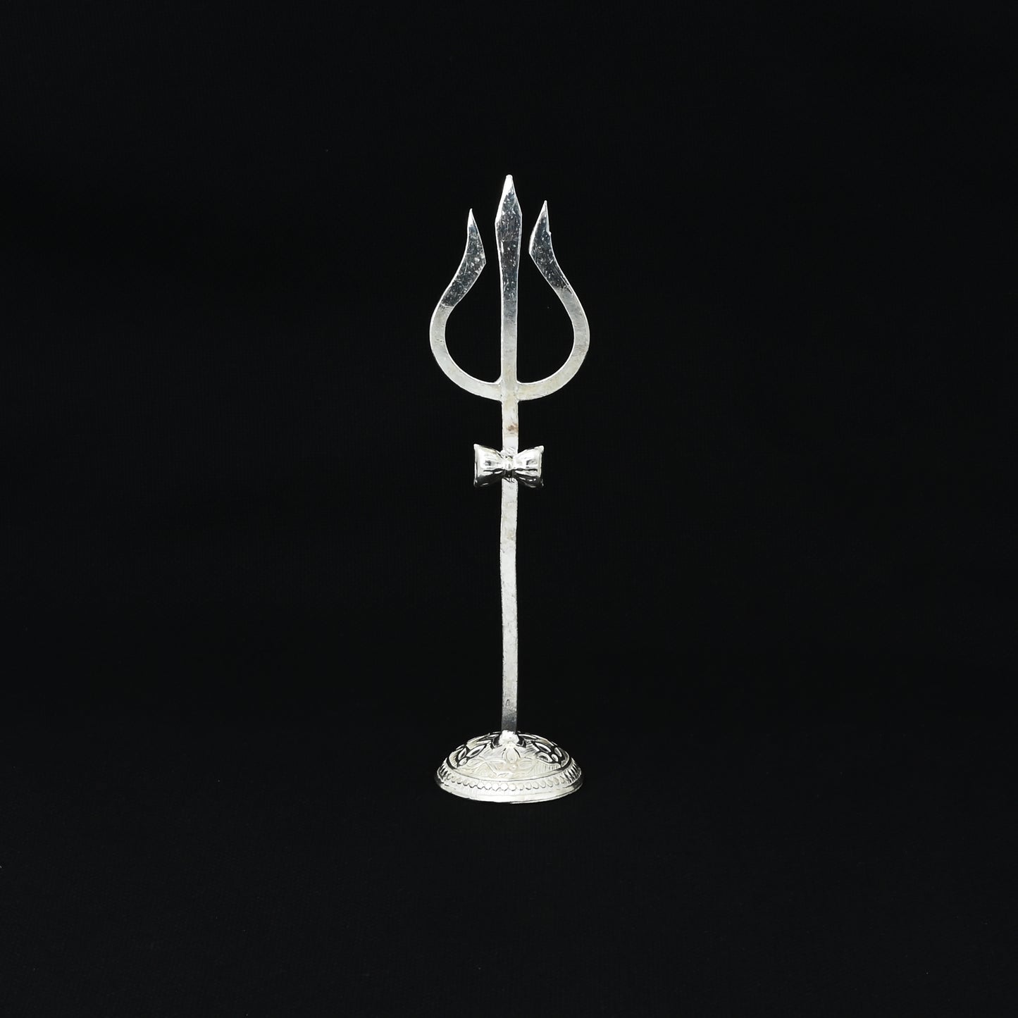 Traditional silver Trishul with Damru, perfect for worship and devotion