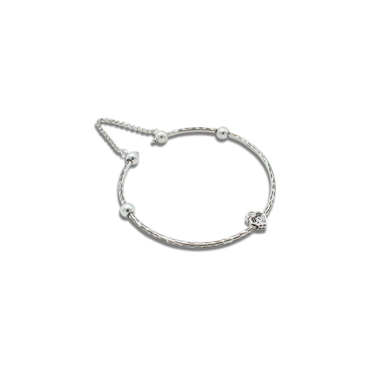 Silver sterling kada anklet featuring a charming heart shape for a delicate look.