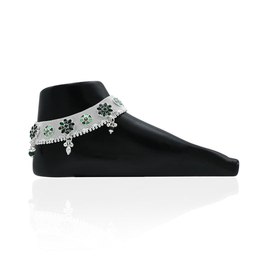 Buy Luxury Floral Design Silver Pajeb for Women @ ₹33599/- Only