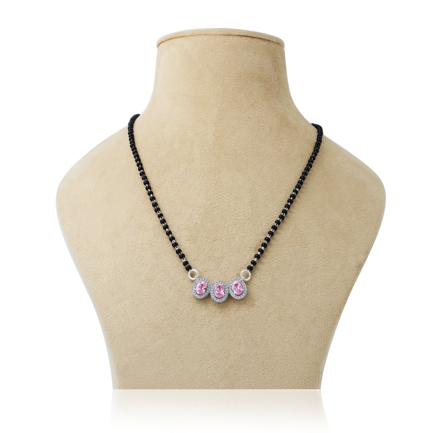 925 silver mangalsutra with premium gold plating and a vibrant red gemstone centerpiece