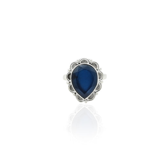 Silver ring featuring a shimmering midnight blue stone for an elegant look.