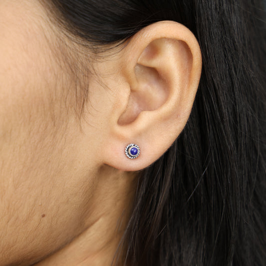 Deep Blue Stud Earrings