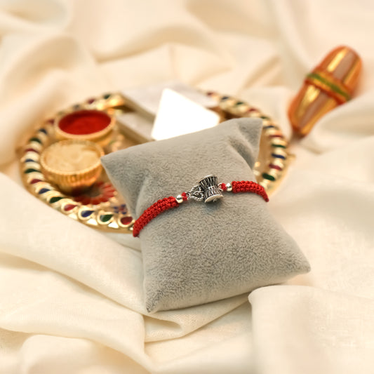 Lord Shiva Trishul Damru Silver Rakhi