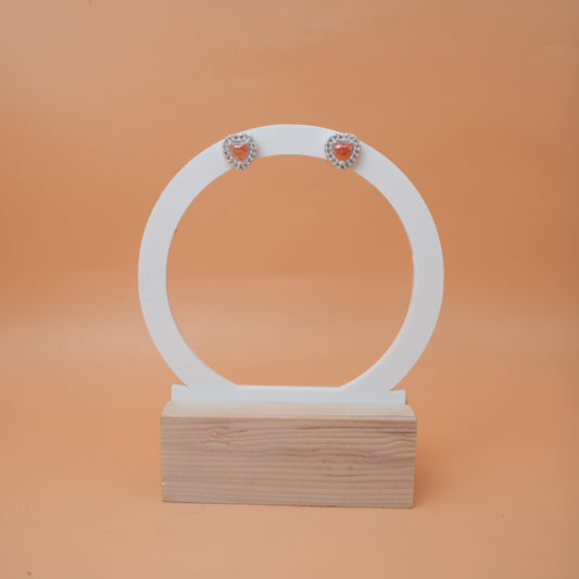 Heart Earrings Center Gem Surrounded by Crystals